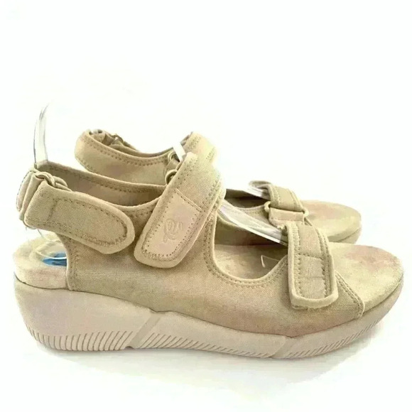 Easy spirit womens sandals wharf2 size 10 taupe sticky strap comfort walking - Picture 1 of 13